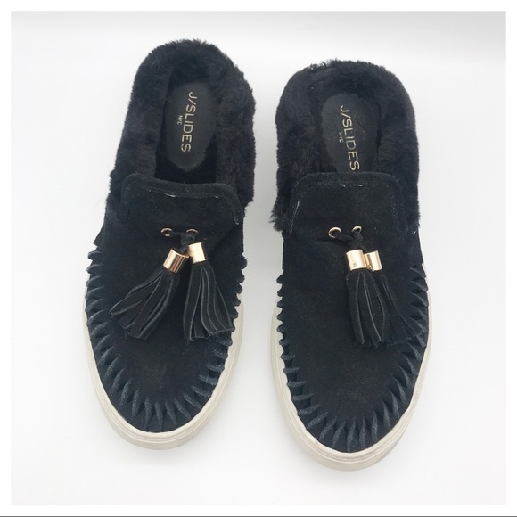 J/Slides‎ NYC Black Suede Slip Ons Size 10 - Picture 2 of 11